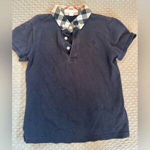 Burberry Boy’s Navy Polo with Checkered Collar